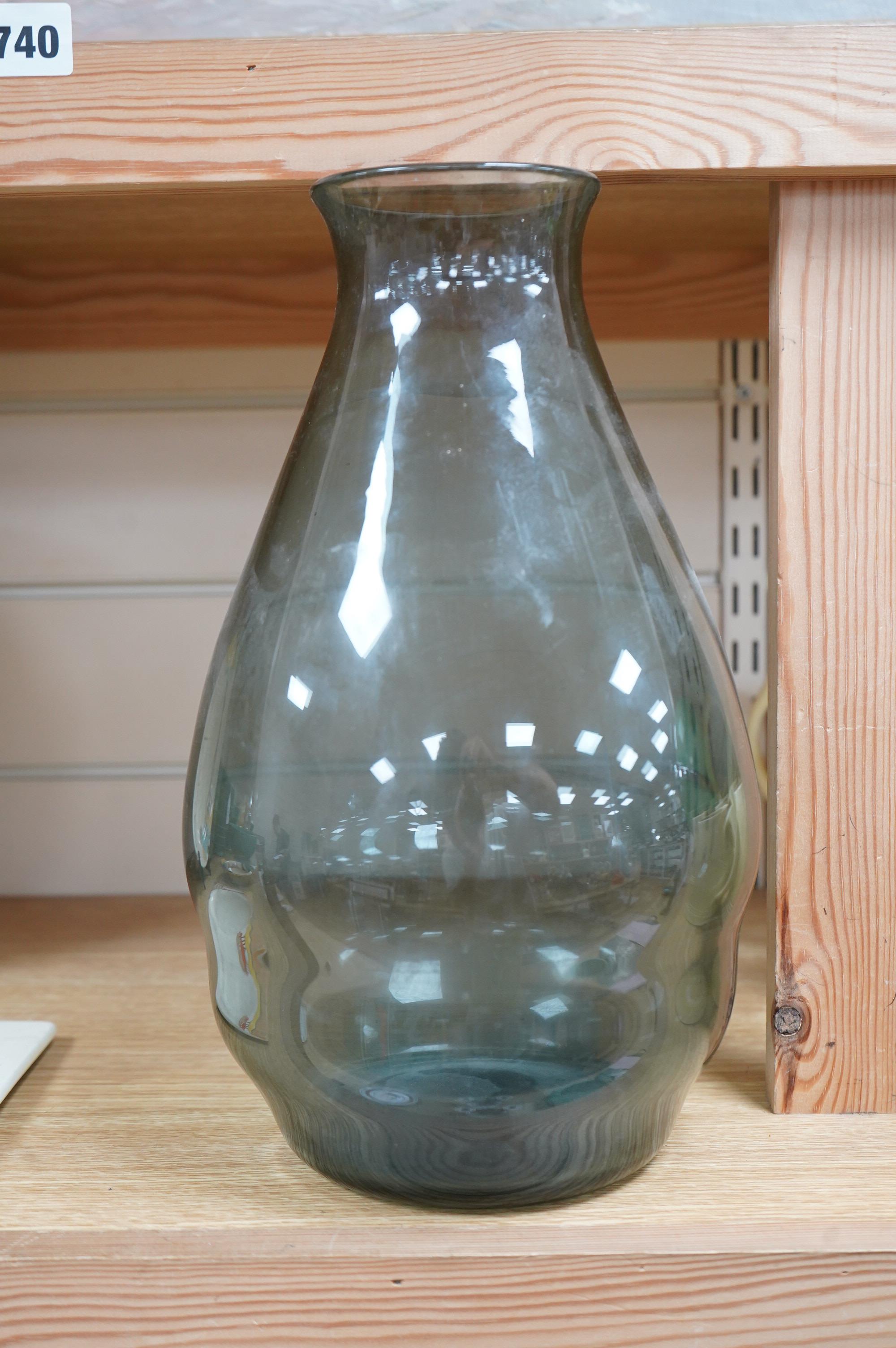 Keith Murray for Brierley Smoked glass vase, 32cm high
